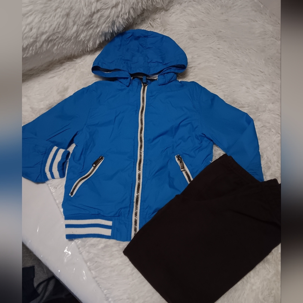 Bundle Boys Clorhes Size 5/6 H&M Blue Jacket with Gray Lining, 2 Pieces